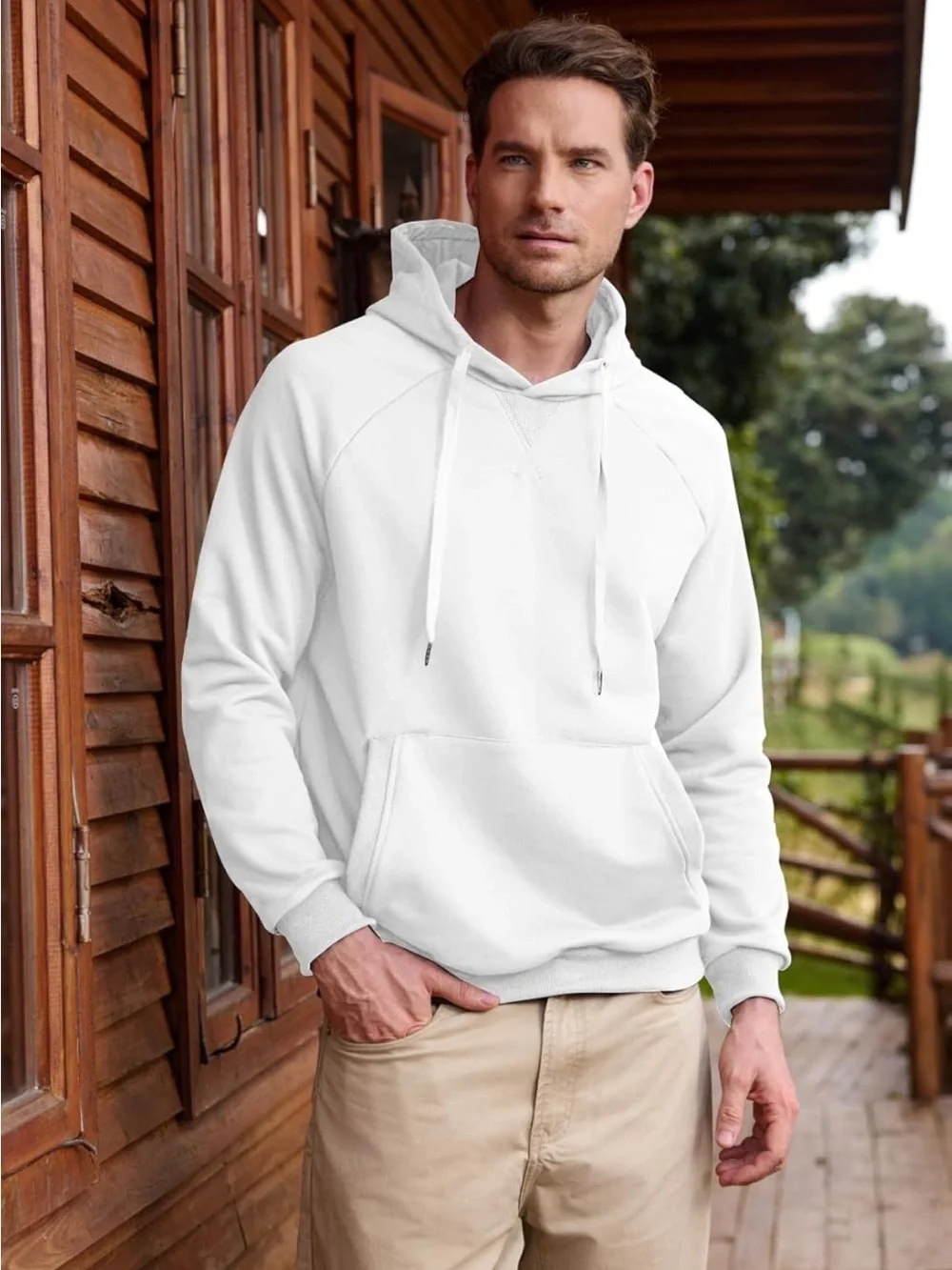 NWT SZMed Hoodies Sweatshirt  Ribbed V-stitch Neckline Solid Drawstring Pullover